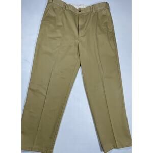LLBean Comfort Waist Mens Khaki Chinos Pants Size 36x32 Cotton Flat Front 245698